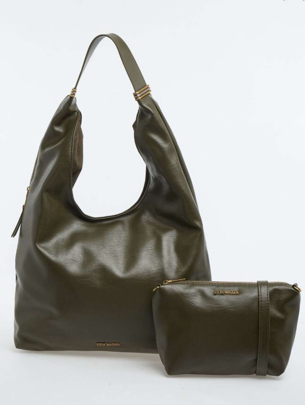 Steve Madden Olive Green Leather Hobo Shoulder Bag